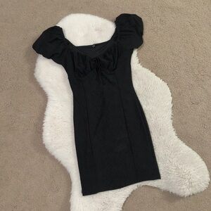 Black Puff Sleeve Mini Dress